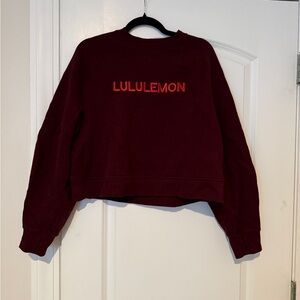 Lululemon Dark Red scuba crew Sweatshirt with Embroidered Logo